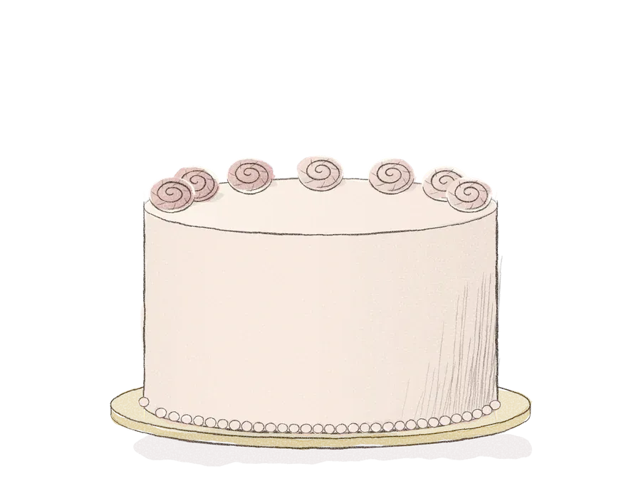 Pencil drawing of an 8-inch cake
